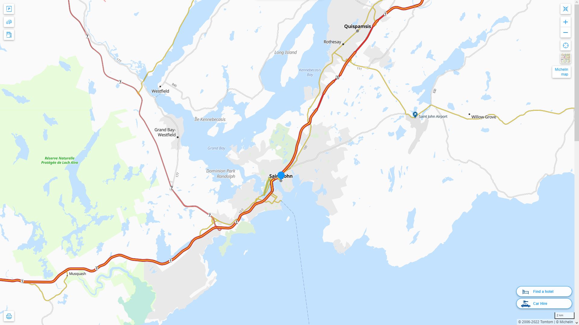 Saint John Highway and Road Map